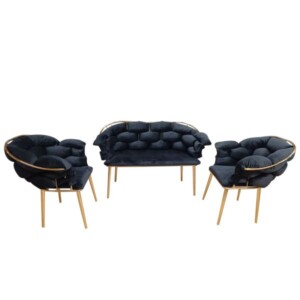 Velvet Black Sofa Set