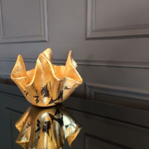Concrete Bowl sculpture with Gold Leaf